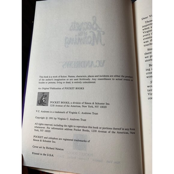 V.C. Andrews "Secrets Of The Morning" Hardcover Book - Picture 5 of 6